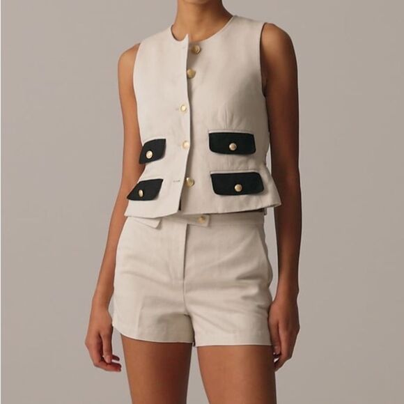 J Crew 3" Suit Short in Textured Linen Blend Size 00 NWT in Light Khaki - Picture 2 of 10